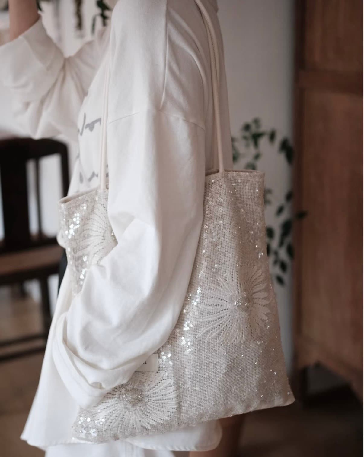 Elephant Tree Sequin Tote