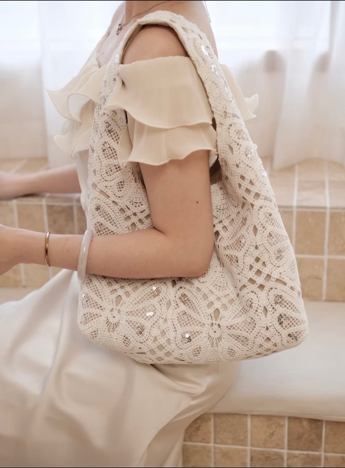 Lace Sequin Shoulder Bag