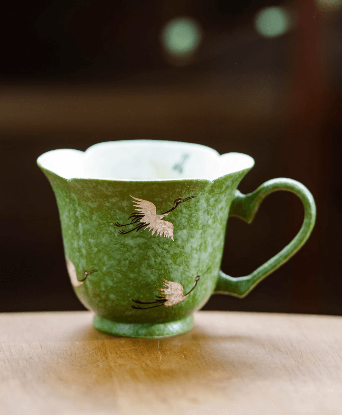 Green Crane Tea Cup